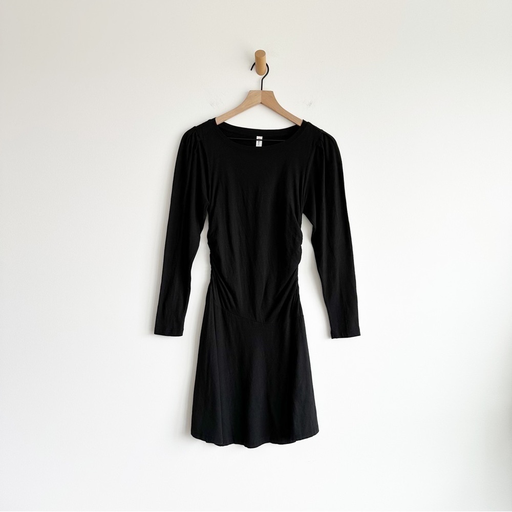 Daily Practice by Anthropologie Ruched Dress Black Long Sleeve Size XS